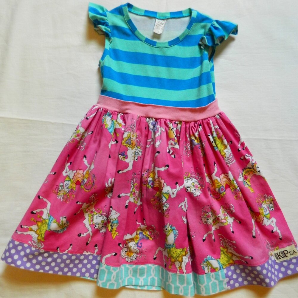 Girls size 5T Dress K Pea Carousel Horse